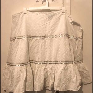 Plus Size 26 Lane Bryant White Bohemian Skirt with Sparkles